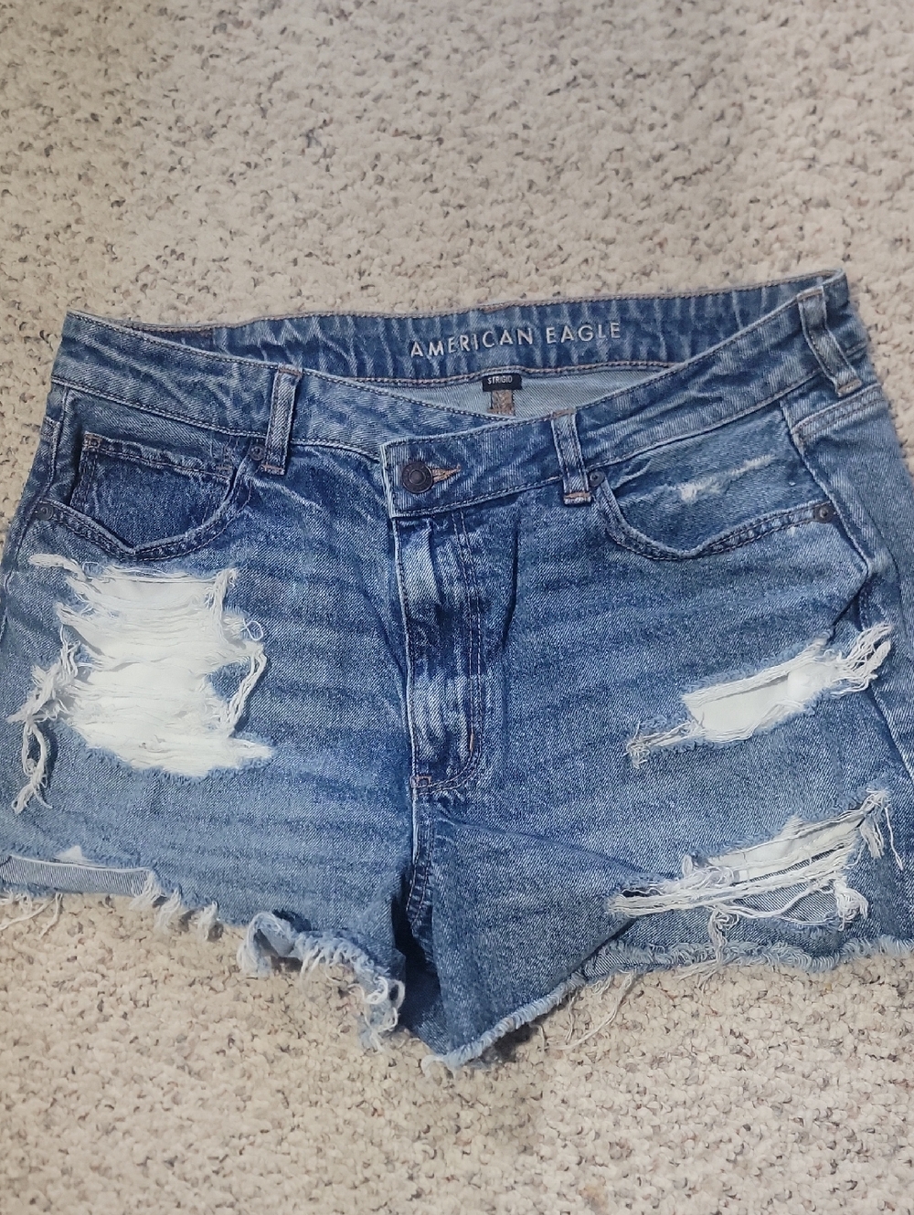 American Eagle Outfitters Ripped Medium Blue Denim Shorts